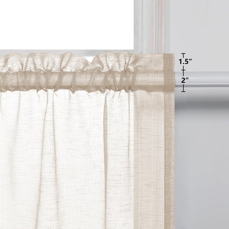KOUFALL 30 Inch Curtains for Kitchen Windows Set of 2 Pack Cafe Curtain Tiers Sheer Cream Beige Short Curtain for Small Windows Bathroom Wide 30x30 Inch Length - Image 3